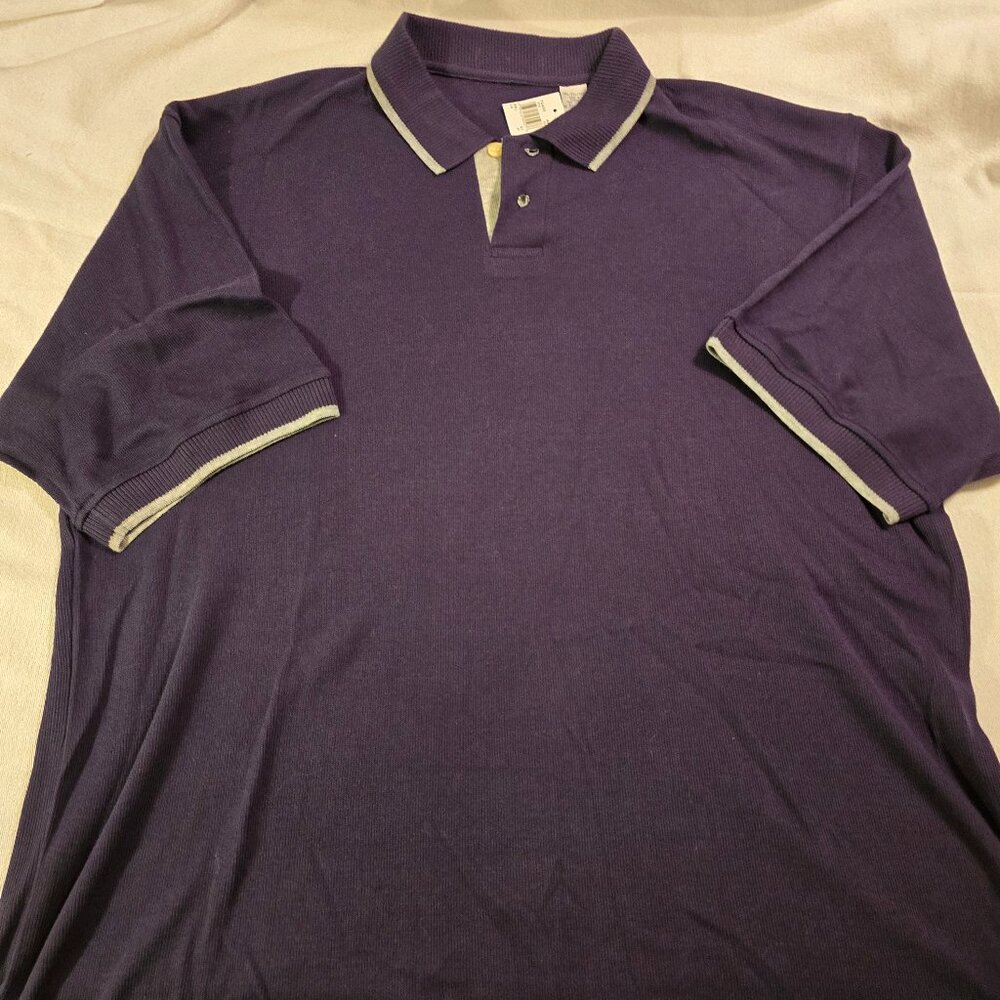 Navy Grey Sweater Polo XXL 2XL Mens Short Sleeve Casual NEW NWT! No Brand Cotton